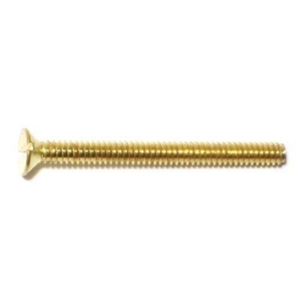 Midwest Fastener #6-32 x 1-1/2 in Slotted Flat Machine Screw, Plain Brass, 18 PK 61996